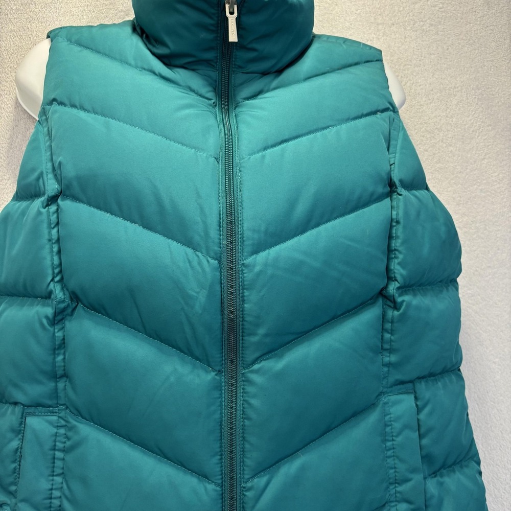 Lands' End Quilted‎ Down Puffer Vest Womens Small Teal Blue Insulated Zip Up - Picture 10 of 16